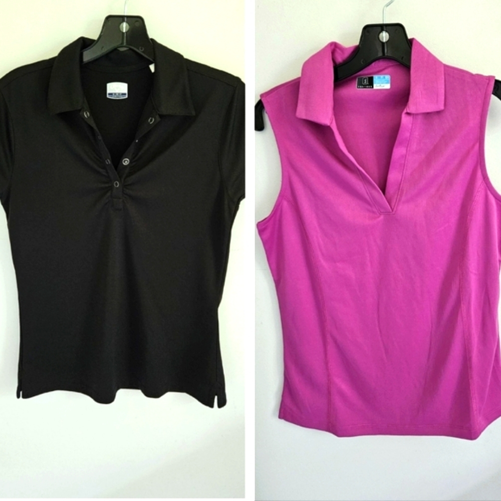 Callaway PGA Golf shirts two black and raspberry